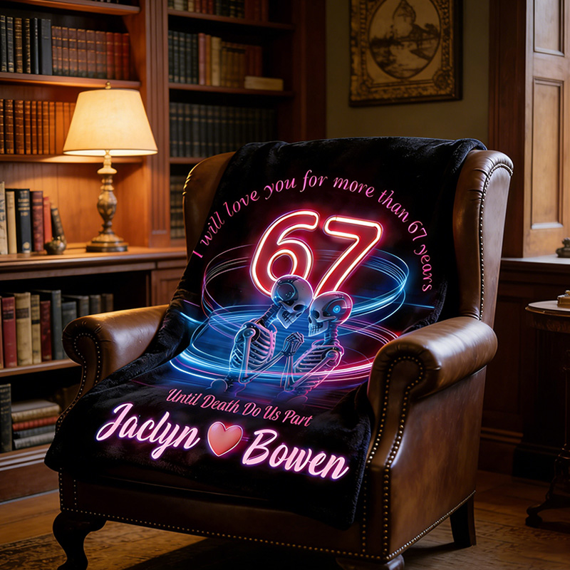 Personalized Unitil Death Do Us Part Couple Skeleton Blanket 