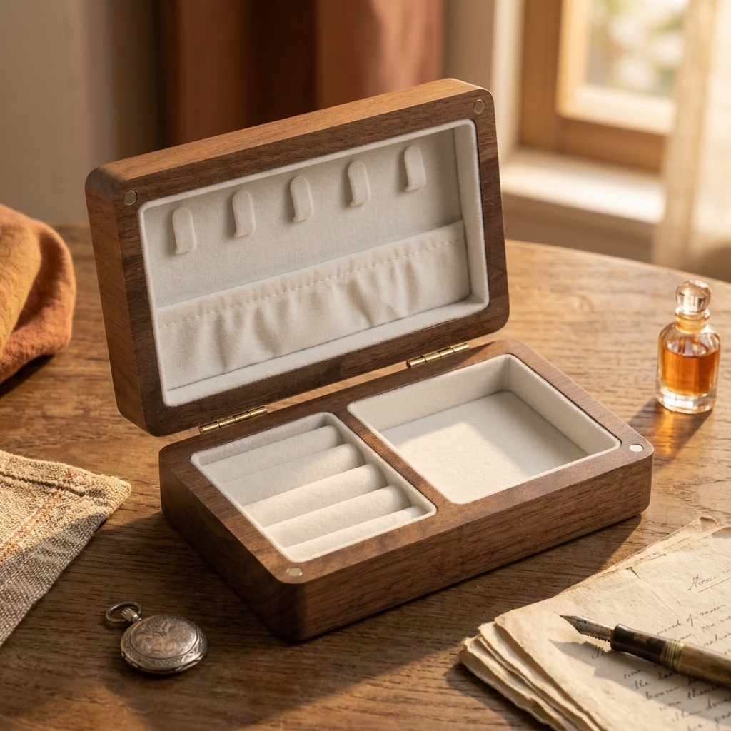 Personalized Walnut Jewelry Box with Name Engraving Mother's Day Gift for Mom