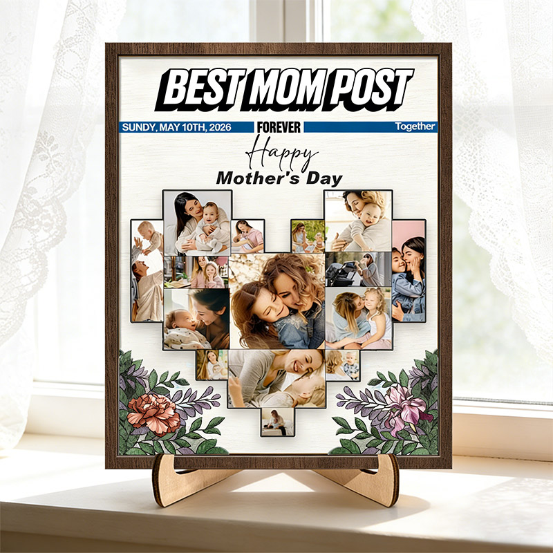 Personalized The Best Mom Sign Custom Two-layer Wooden Plaque with Stand Mother's Day Gift Birthday Gift 