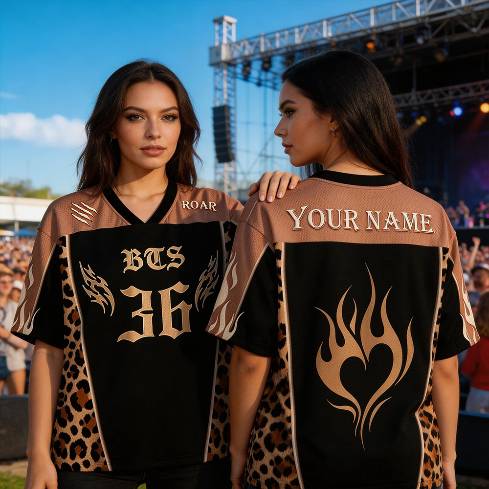 Personalized Name and Number Jersey Shirt – Custom Flame Wing Team Shirt with Animal Print