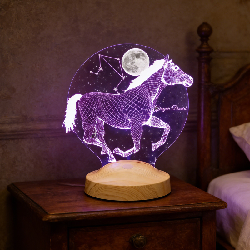 Personalized Zodiac Horoscope Horse LED Night Light Horse Gifts for Riding Lovers and Equestrian Lovers 