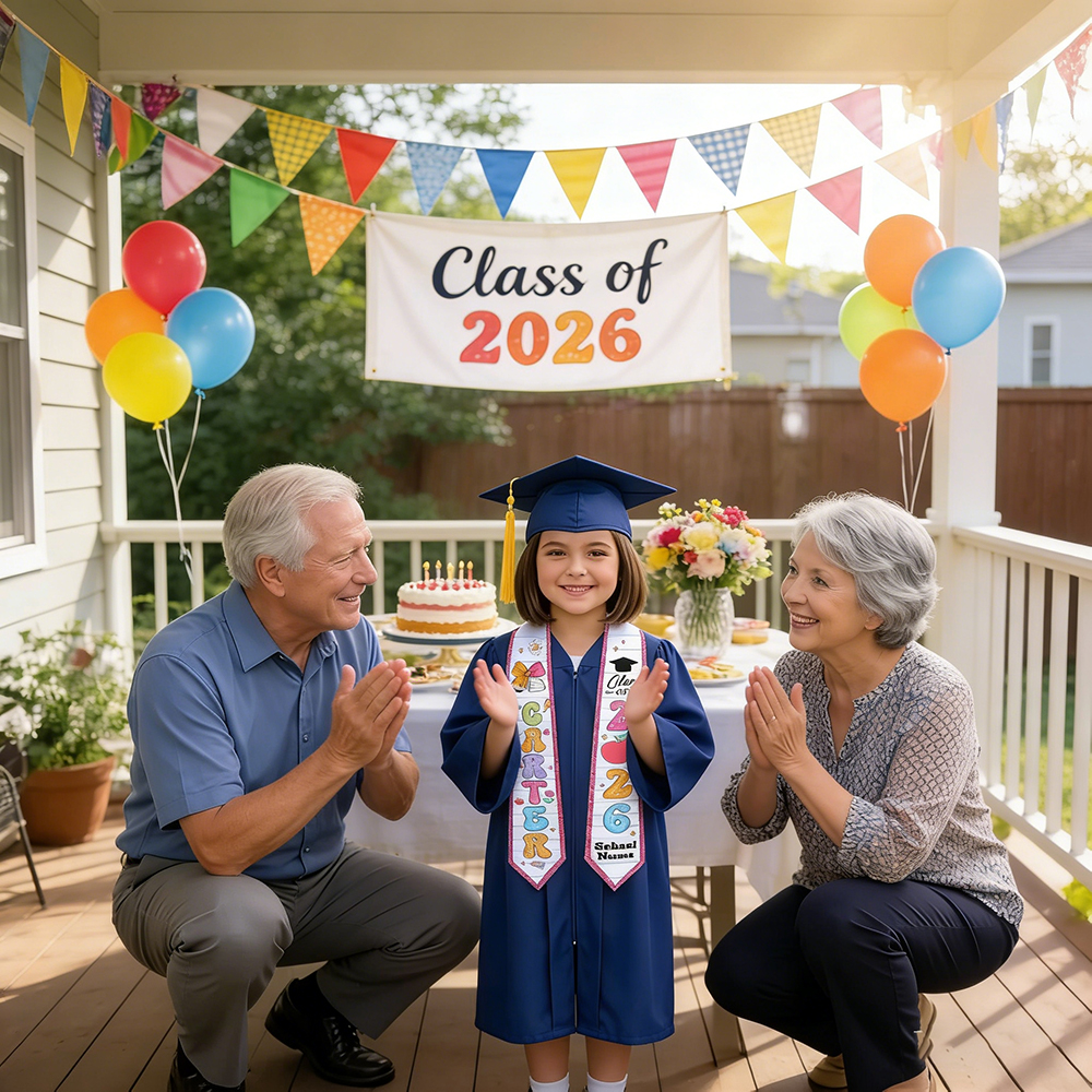 Custom Name Kids Graduation Stole Personalized Graduation Sash for Preschool Kindergarten or Elementary Students Class of 2026 Celebration Gift for Boys and Girls
