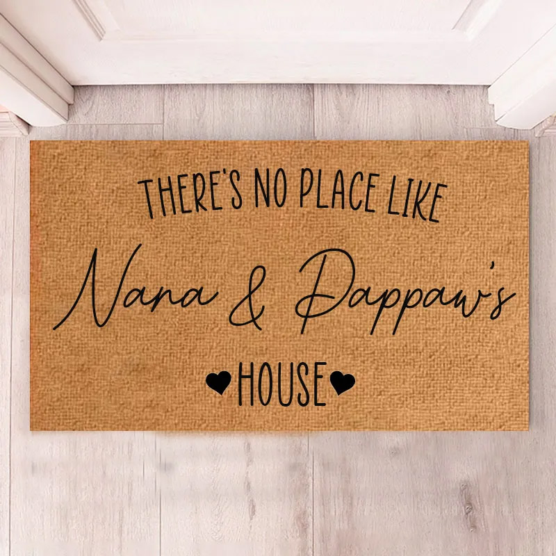 Personalized There's No Place Like Nana and Pawpaw's House Doormat Custom Family Rug Housewarming Gift Decorative Indoor Outdoor Durable Mat