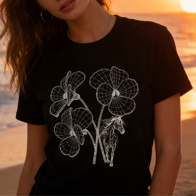 Personalized Birth Month Flower Horse T-Shirt Western Shirt Boho Nature Lover Animal Lover Gift for Equestrain Lovers