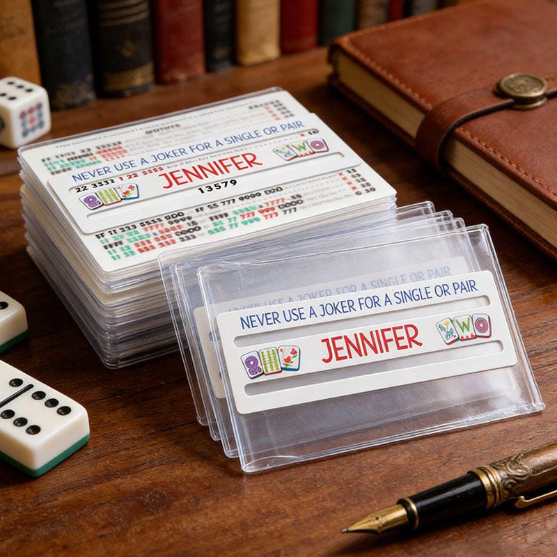Personalized Mahjong Line Reader and Plastic Sleeve for Large Card National Mahjong League Card Protector Mahjong Line Finder Mahjong Accessories