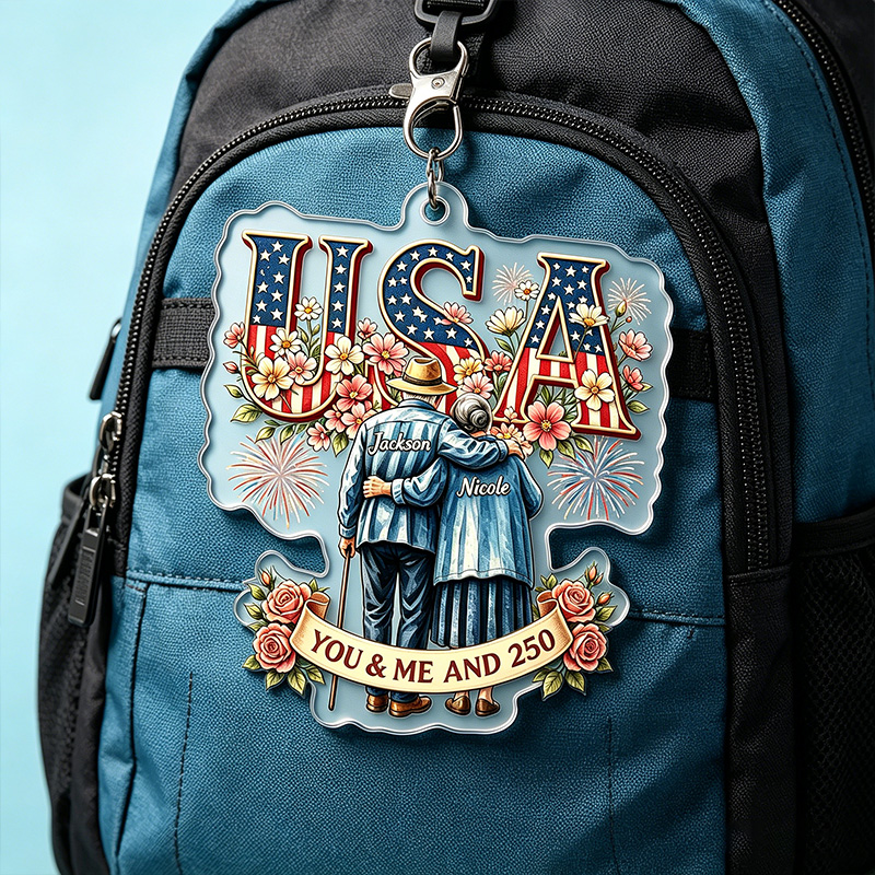 Personalized Couple Car Ornament USA 250 Years Freedom Car Ornament for Couple Old Couple Gift