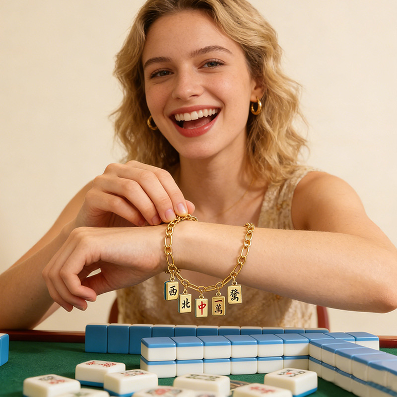 Personalized Mahjong Tile Universal Buckle Pendant, DIY Bracelet, Necklace and Jewelry