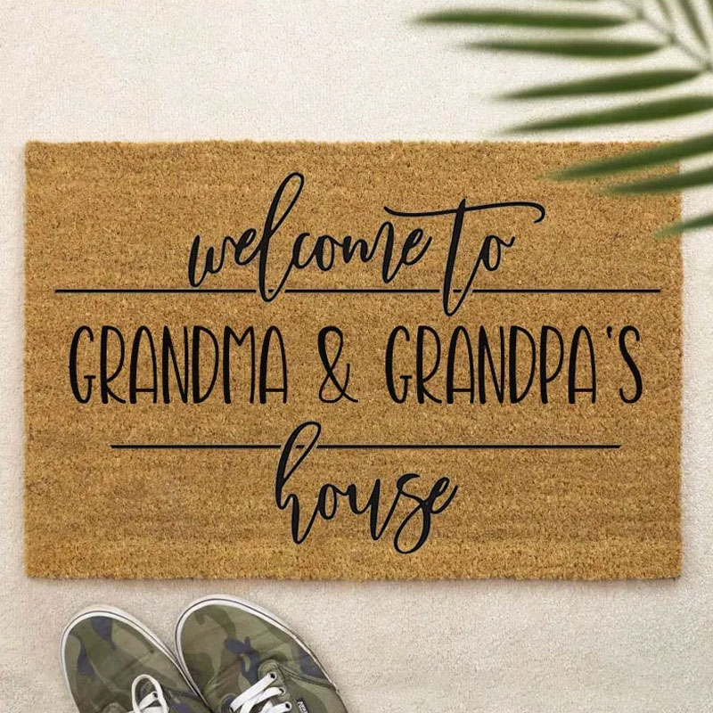 Personalized Welcome to Our Home Doormat Housewarming Gift Durable Coir Mat for New Home Indoor Outdoor Door Mat Family Home Decor Rug