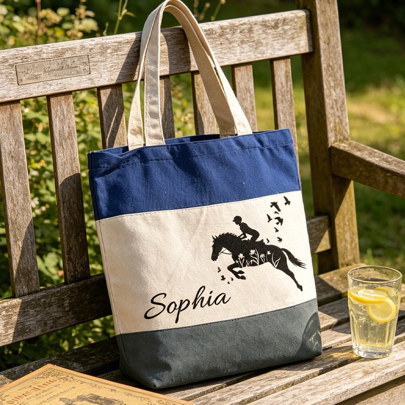Personalized Floral Horse Birth Month Flower Tote Bag Horse Lover Horseback Riding Farm Gift for Girl Equestrian Riding Lovers