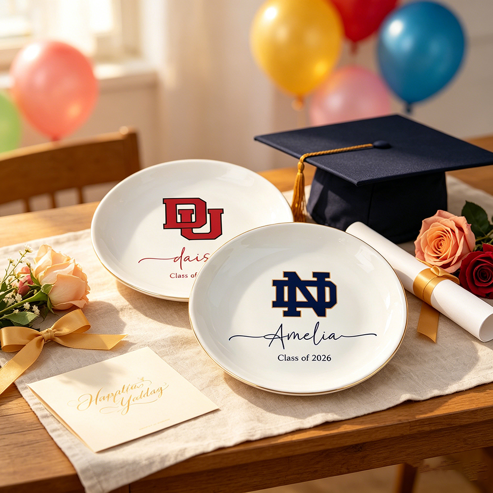 Custom College Logo Trinket Dish Graduation Jewelry Dish University Pride Trinket Tray College Dorm Decor End of Year Gifts Alumni Gifts