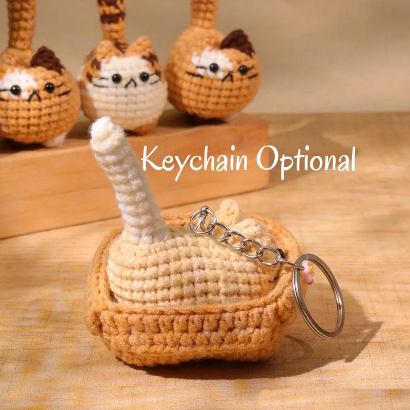 Personalized Crochet Mini Cat Keychain Crochet Cat Stuffed Animal Cute Gift for Cat Lovers Keychain