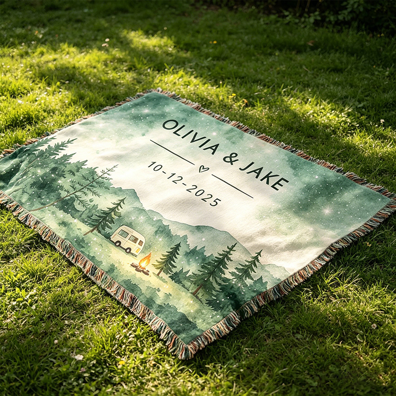 Personalized Couple Blanket with Names Nature Lovers Engagement Gift Adventure Couples Gift Wedding Engagement Couple Gift