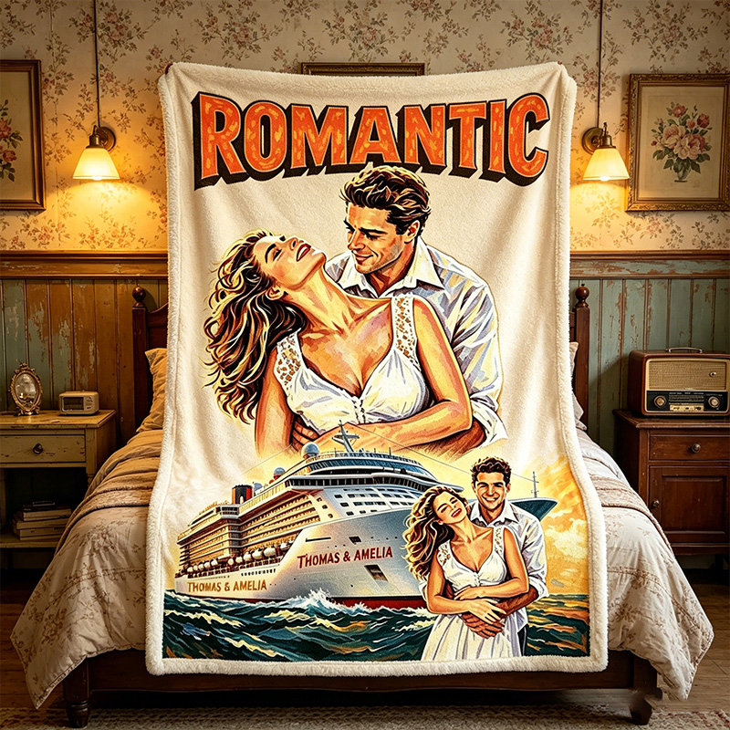 Personalized Couple Throw Blanket with Names Custom Couple Photo Poster Blanket Valentine Gift Gift for Husband Gift For Wife