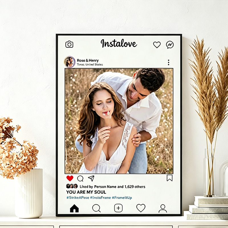 Personalized Couple Instagram Photo Print Poster with Names Couple Wedding Gift Marriage Gift for Her