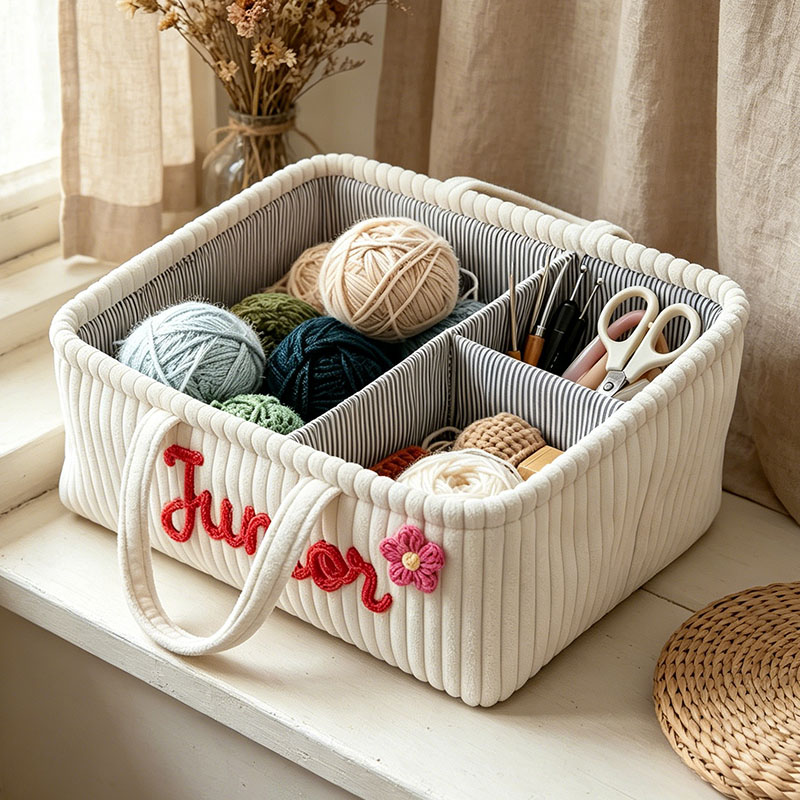 Personalized Knitting Project & Pottery Tool Basket Crochet Sewing Project Organizer Sewing Organizer Basket for Knitting Embroidery & Crochet Storage Birthday Gift Craft Yarn