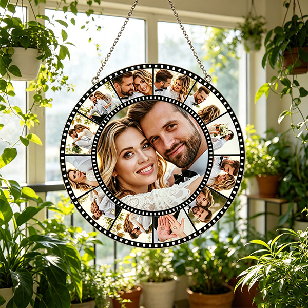 Personalized Couple Photo Film Sun Catcher Custom Window Decor Anniversary Gift Valentines Day Gift