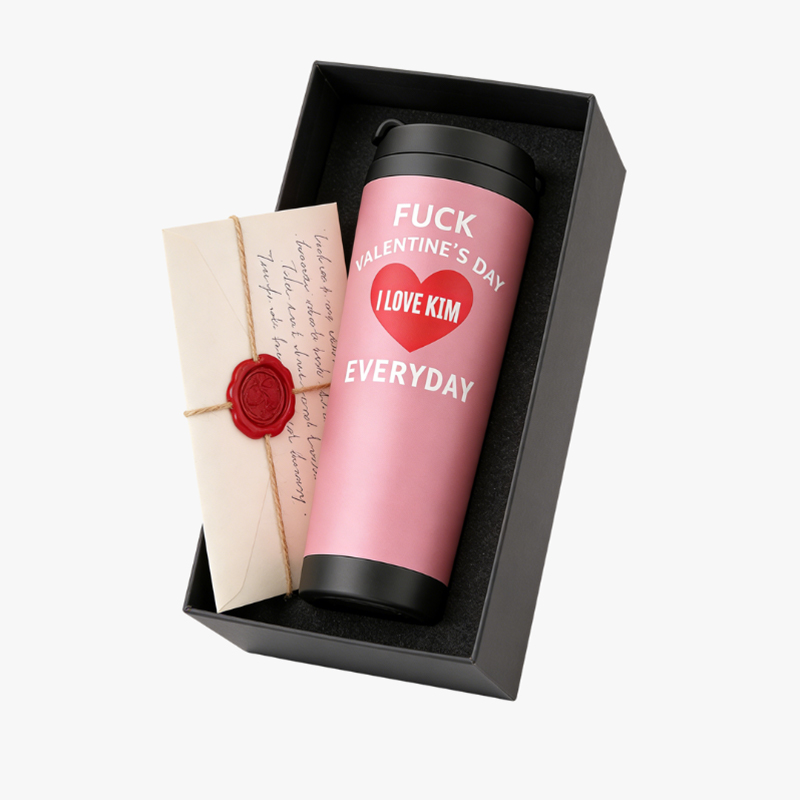 Personalized Couple Tumbler Fuck Valentine’s Day but I Love You Everyday Stainless Steel Engraved Heat Retention Gift for Lovers