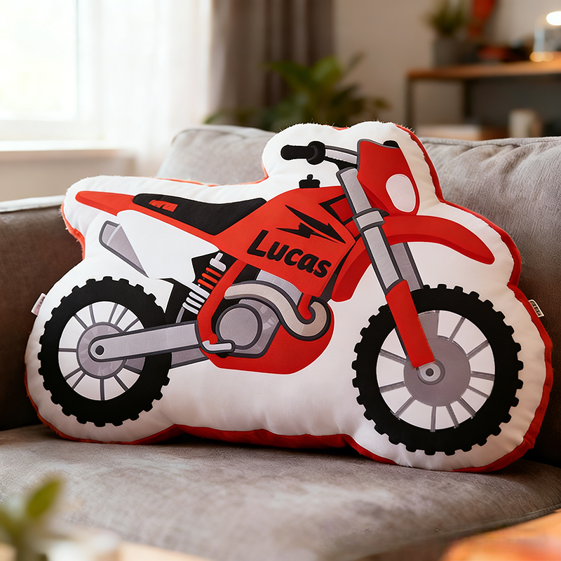 Personalized Motorcycle Pillow Custom Name 3D Graphic Print Cushion Gift
