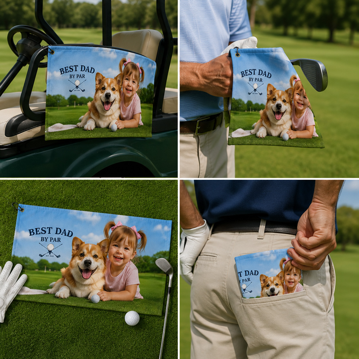 Personalized Golf Towel Image Photo Golf Towel Custom with Photo Father's Day Gift
