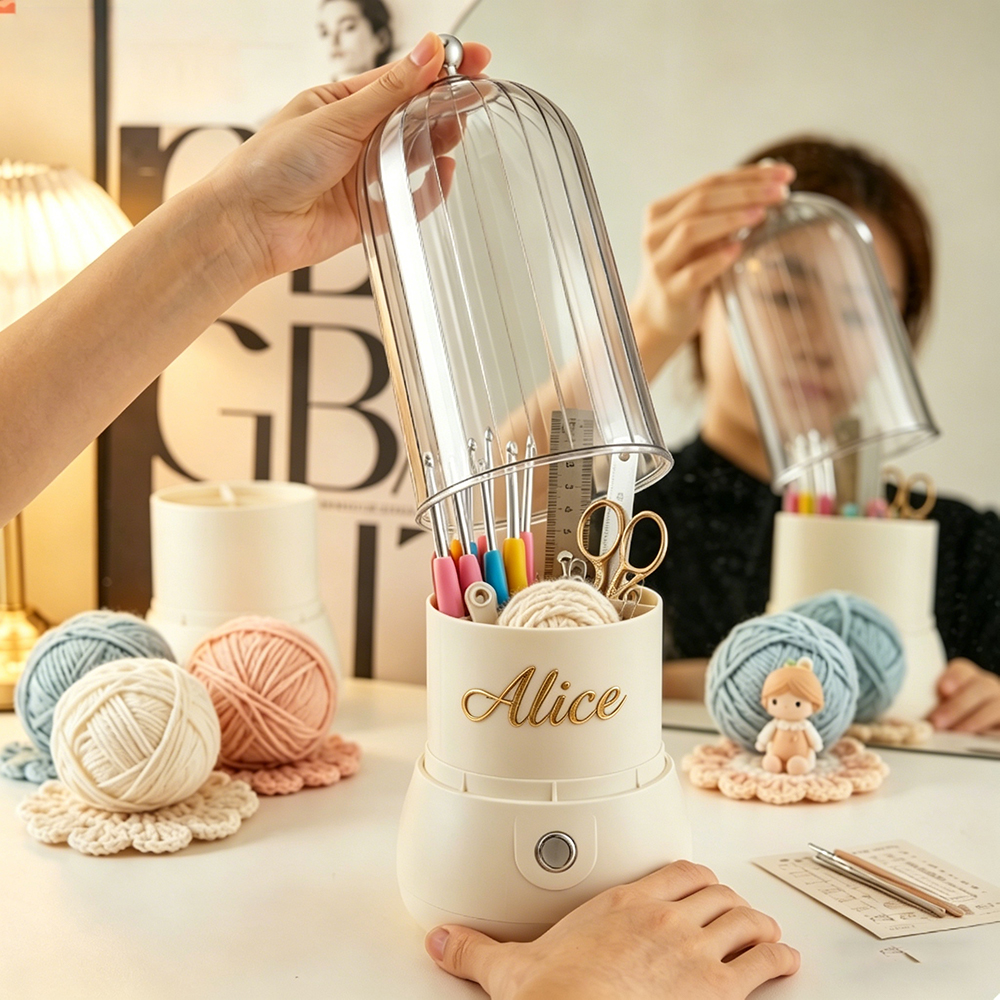 Dustproof Crochet Hook Organizer with Lid Portable Compartment Storage Box for Crochet Tools Lightweight Travel Yarn Kit Holder Ideal Gift for Knitters and Crafters