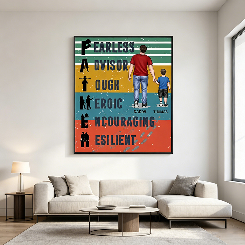 Personalized Father Meaning Photo Print Portrait Art Print Wall Decor Father's Day Gift Home Decor Gift for Dad