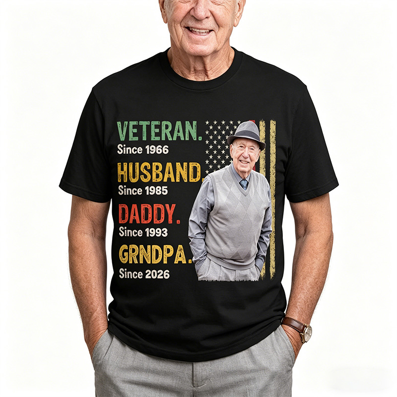 Personalized Legend Husband Dad Papa Veteran Since Shirt Custom T Shirt with Photo Fathers Day Birthday Gift for Veteran Dad Grandpa