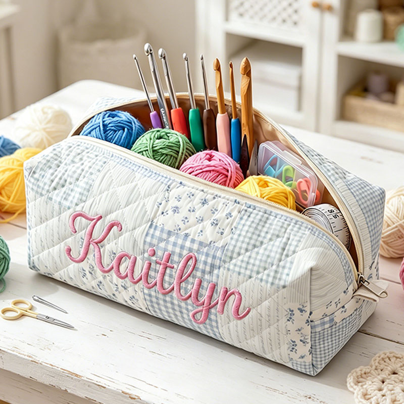 Personalized Embroidered Crochet Tool Storage Bag Custom Crochet Tool Storage Bag Floral Crochet Tool Storage Bag Women Bag