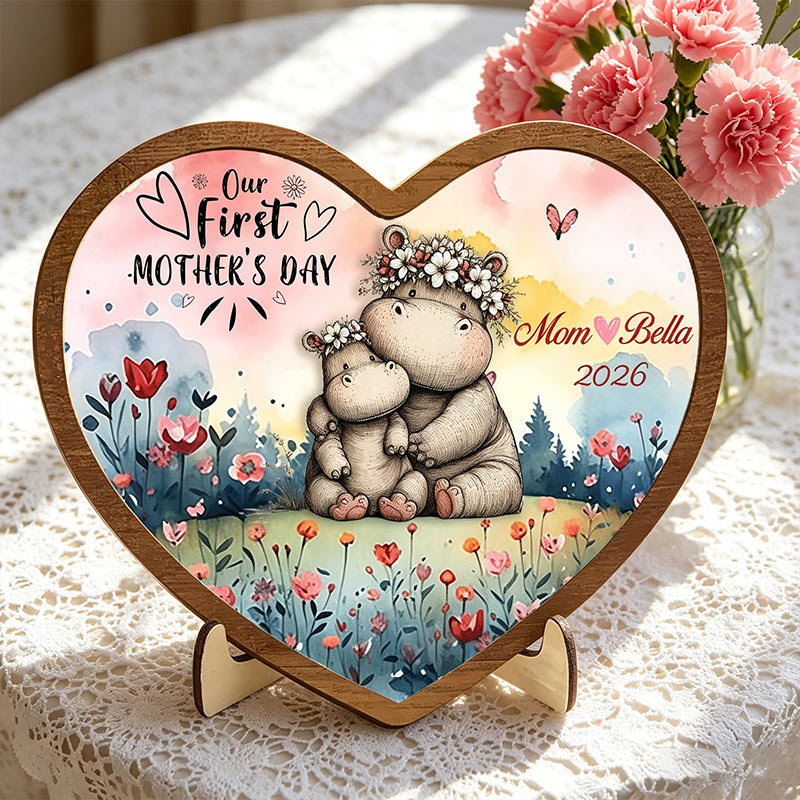 Personalized Our First Mother's Day Sign Mom with Little Kids Wooden Plaque Gift for Mom Grandma Mother's Day