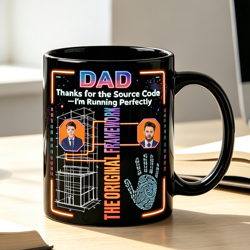 Personalized Dad Thanks For The Souce Code 11 oz Ceramic Mug with 1-4 Names Father's Day Gifts for Dad Grandpa