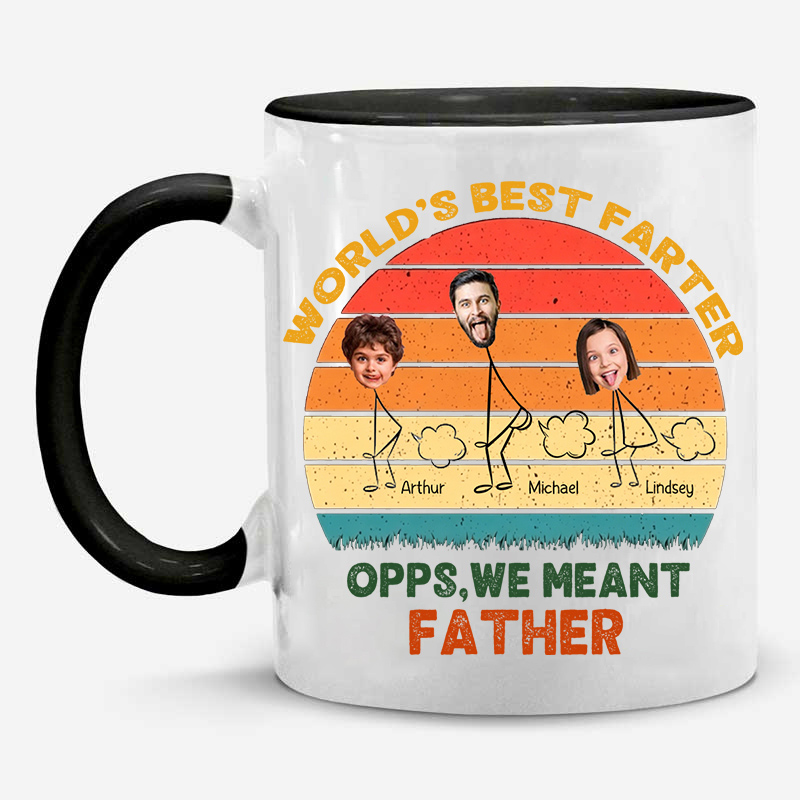 Personalized Words Best Fater Opps We Meant Father Mug Custom 11 oz Ceramic Mug with Kids Photos Father's Day Gifts for Dad