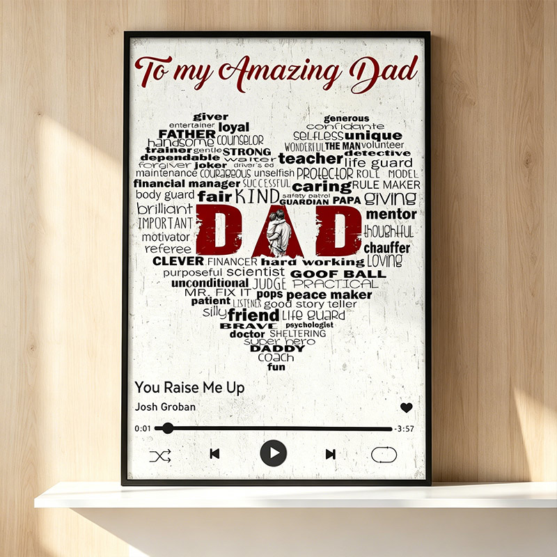 Personalized To My Amazing Dad Wall Art Portrait Art Print with Kids Customed Wall Decor Father's Day Gift Home Decor Gift for Dad