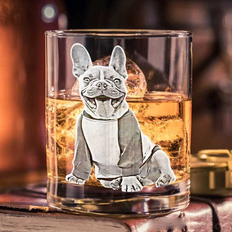 Personalized Pet Lover Pet Portrait Engraved with Your Pet's Image Thoughtful Gifts Whiskey Glasses