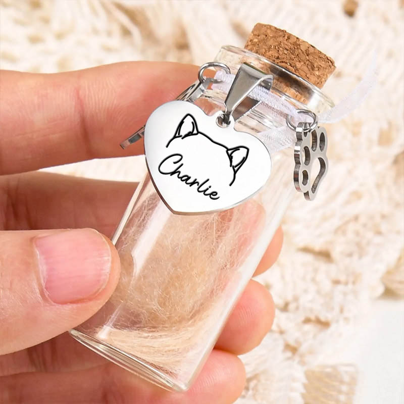 Personalized Pet Lover Fur Keepsake Jar Memorial Gifts for Dogs Cats Gone but Not Forgotten