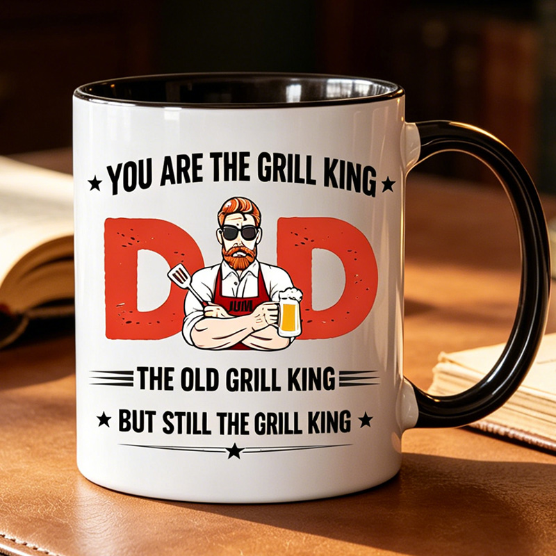 Personalized You Are The Grill King The Old Grill King But Still The Grill King 11 oz Ceramic Mug Dad Photo Mug Father's Day Gifts for Him