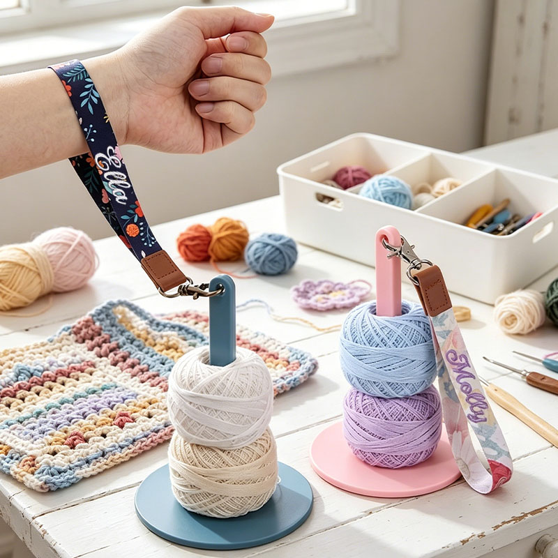 Personalized Acrylic Portable Wrist Yarn Holder for Crochet & Knitting Lightweight Wrist Yarn Ball Holder with Adjustable Strap for Crochet Lovers