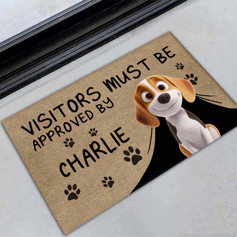 Personalized Dog Lover Approved By Dog Cartoon Doormat