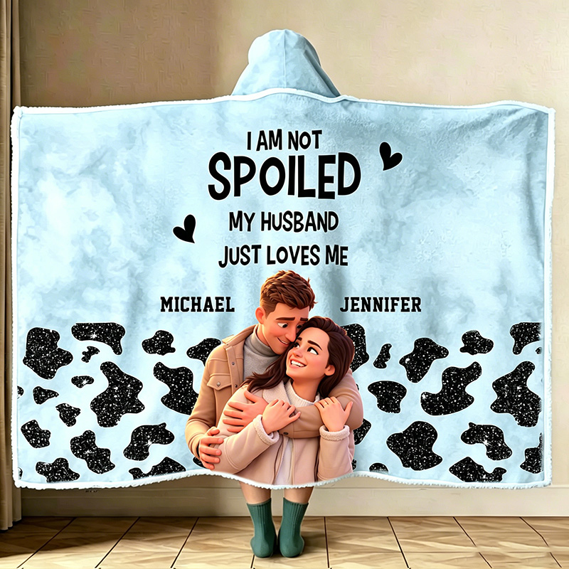 Personalized Couple Just Loves Me - Personalized Custom Hooded Blanket