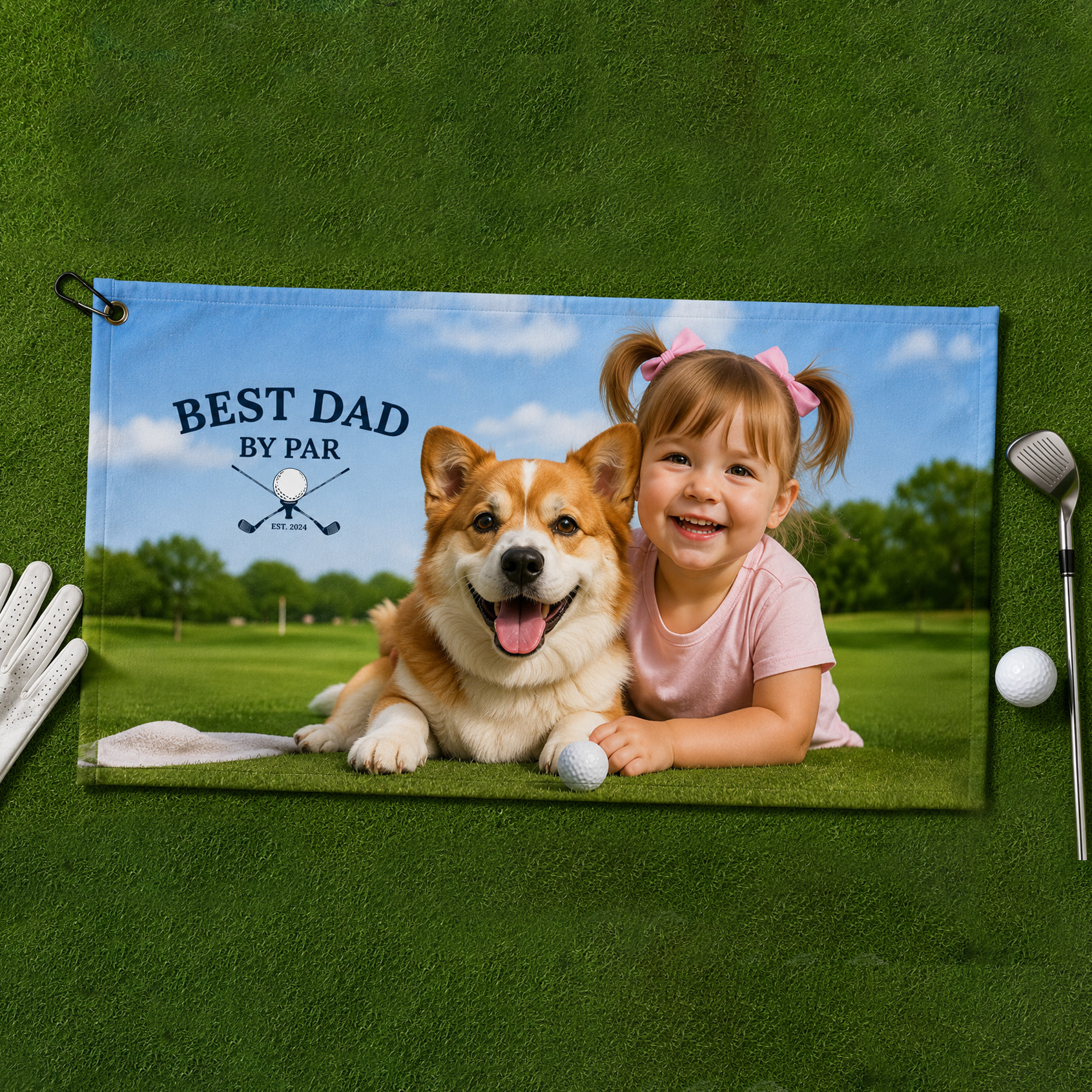 Personalized Golf Towel Image Photo Golf Towel Custom with Photo Father's Day Gift