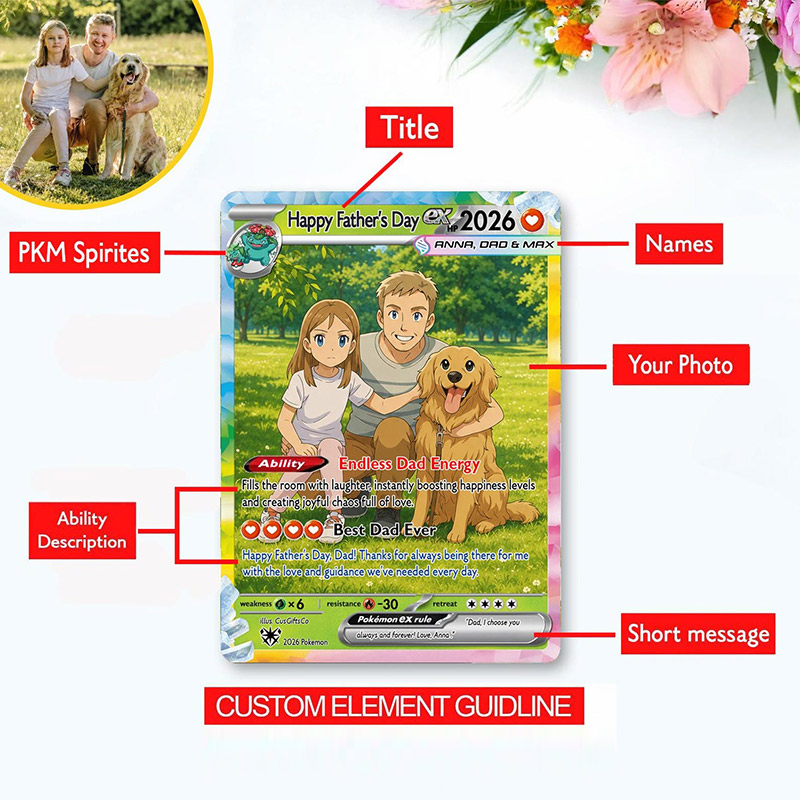 Personalized Best Dad Ever Father's Day Card Custom Poke Card From Photo Photo Hologram Card Father's Day Gift Gift For Dad
