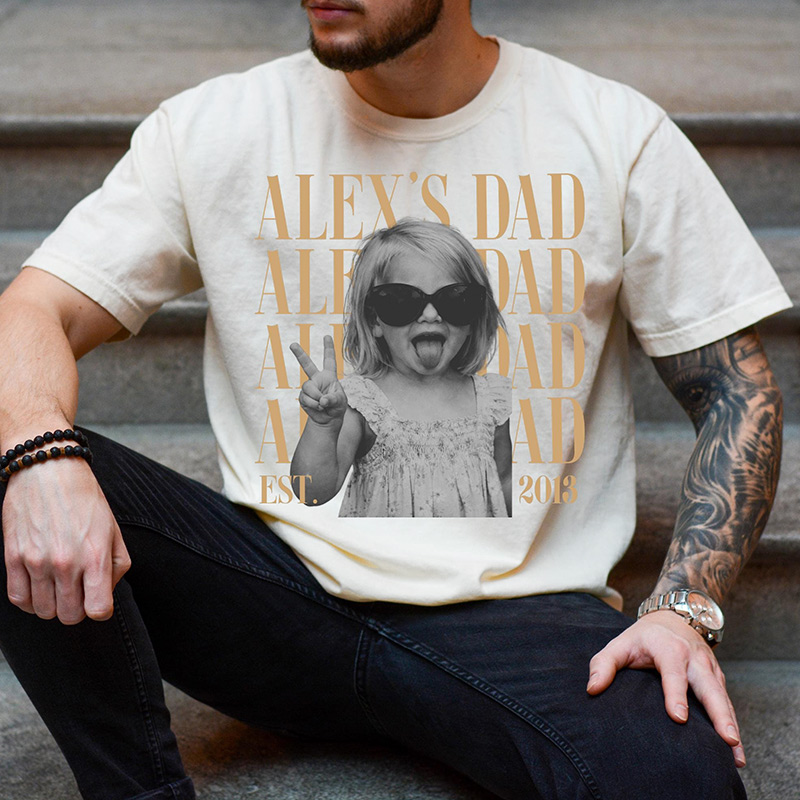 Personalized Dad Vintage Photo Shirt Custom Fathers Day Shirt with Kids Photo Funny Dad Shirt Best Dad Ever Shirt New Dad Gift