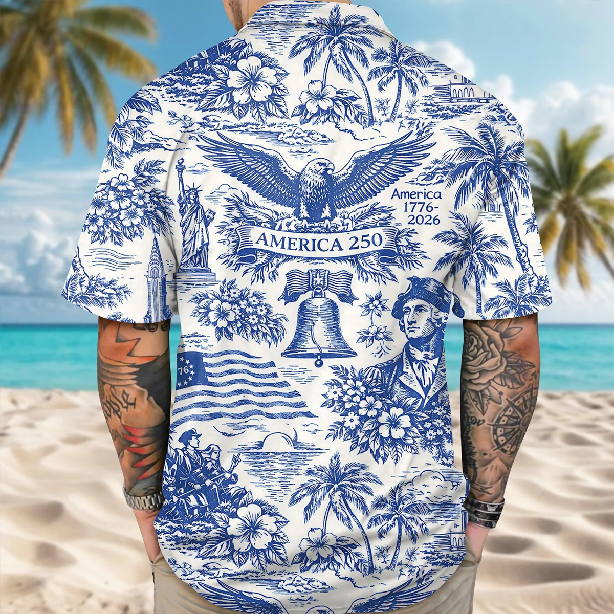 America 250 Hawaiian Shirt Shorts Set 1776–2026 Vintage Patriotic Shirt 250 Years of America Celebration