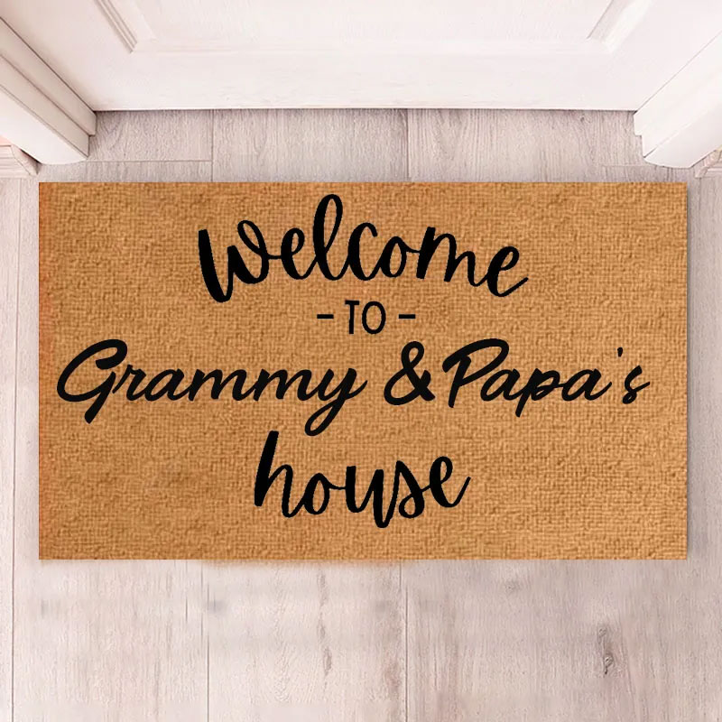 Personalized Welcome to Grammy and Papa's House Doormat Custom Family Rug Housewarming Gift Decorative Indoor Outdoor Durable Mat for Entryway Door