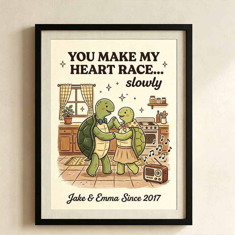 Personalized Turttle Couple Wall Art Couple Canvas Turttle Print Poster Romantic Love You Longer Wall Decor Anniversary  Gift Couple Turttle Home Decor