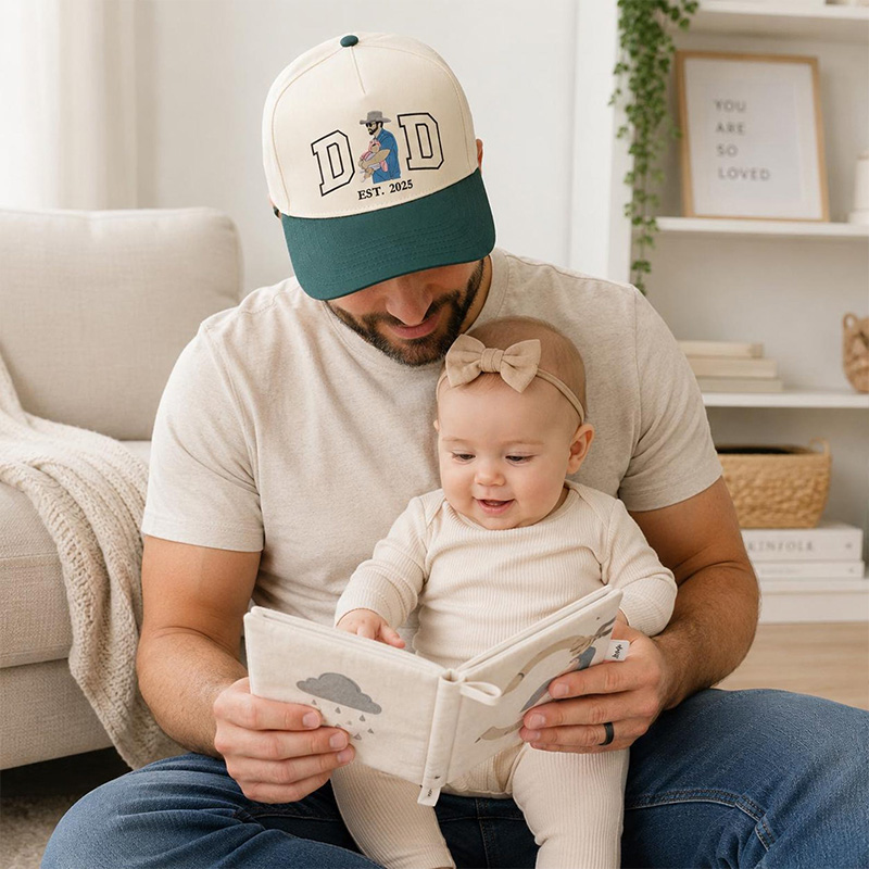 Personalized Portrait Embroidered Dad Hat Father's Day Gift For Dad Custom Dad Photo Hat Gift For Him Dad Est Embroidery Hat