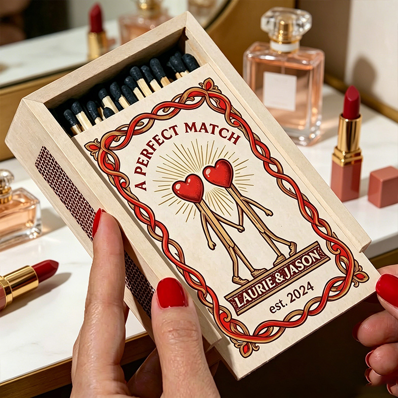 Personalized Couple Matchbox Custom Date Night Matchbox Christmas Dinner Matchbox without Match Wedding Gift for Couple Anniversary Gift Matchbox 