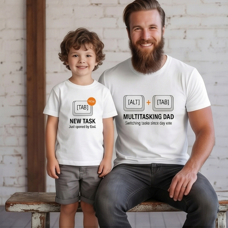 Personalized Alt Tab and New Tab Tshirt Father Son Matching Tee Dad and Baby Shirt Father Daughter Matching Tee Gift For Dad