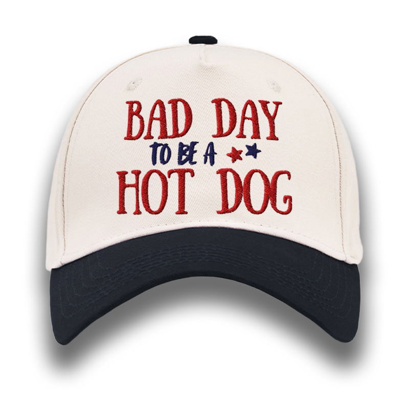 Embroidered Bad Day To Be A Hot Dog Foam Trucker Hat Funny Patriotic Snapback Cap