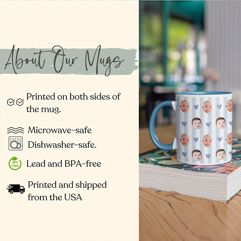 Personalized Baby Face Mug for Mom Dad Stripe Baby Photo Cup New Mom Or Dad Coffee Mug Funny Gift For Grandma Grandpa