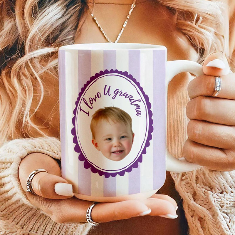Personalized Baby Face Photo Mug Custom Baby Picture Coffee Cup New Grandparents Gift First Time Grandma Grandpa Keepsake Mug Gift