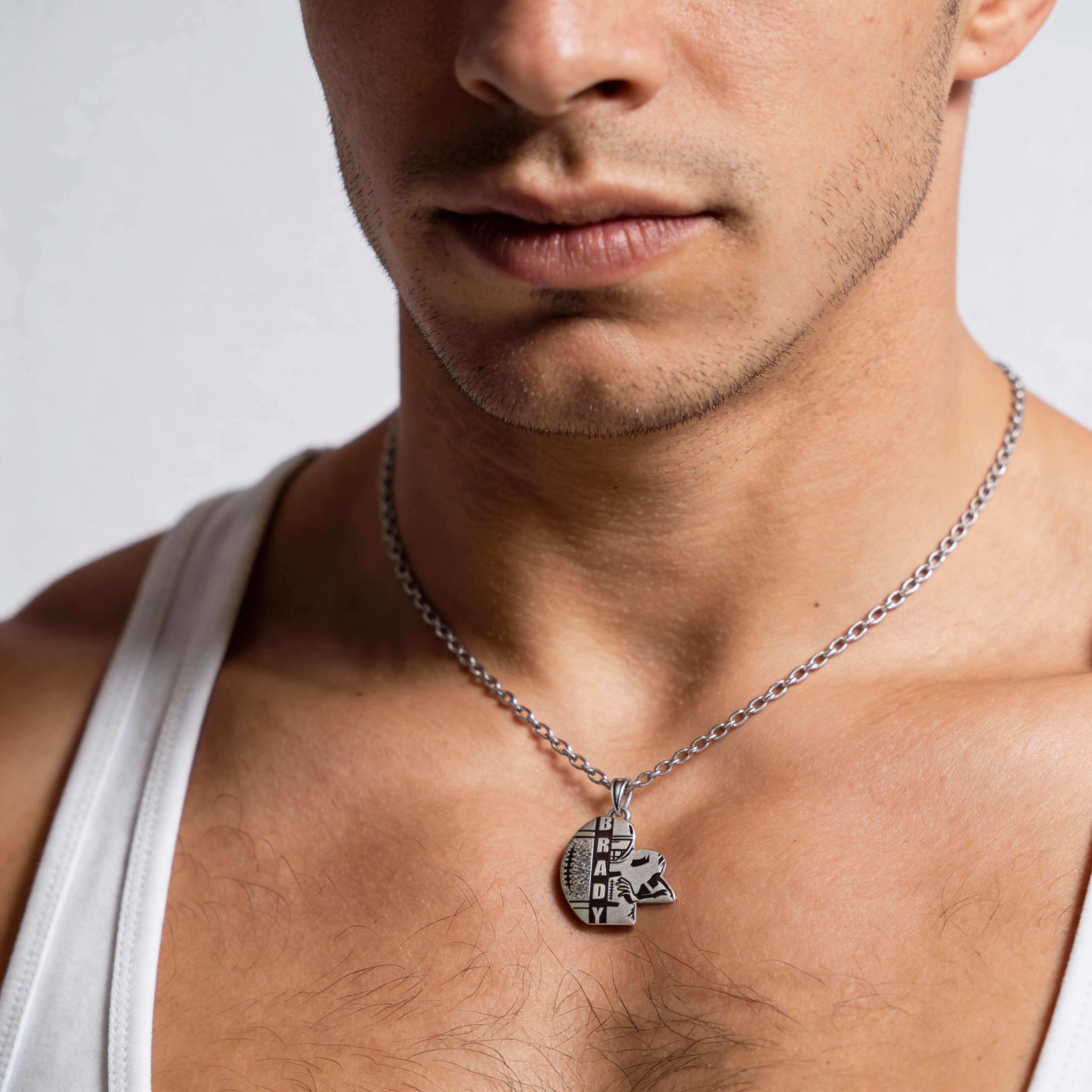 Personalized Custom American Football Necklace Personalized Engraved Pendant 925 Sterling Silver Sports Jewelry Gift for Player or Fan 925 Sterling Silver 